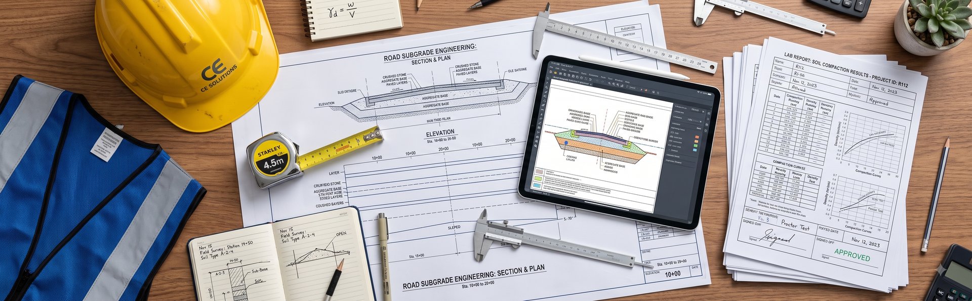 Frank A Construction Engineering Desk & Blueprints